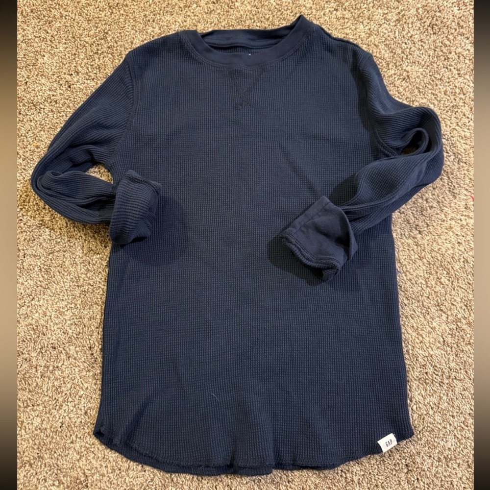 GAP Kids Dark Blue Waffle Knit Long Sleeve Tee
